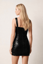 Bodycon White Square Neck Sequins Mini Homecoming Dresses - Curvevia
