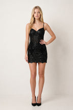 Dark Green Bodycon Sweetheart Sequined Corset Mini Homecoming Dresses - Curvevia