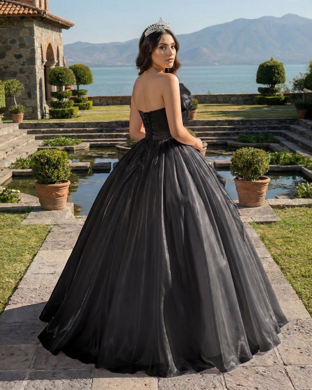 Elegant Shiny Pink Organza Strapless Quinceanera Dresses - Curvevia