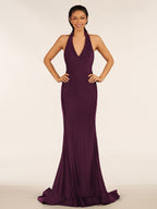 Simple Black Halter Backless Mermaid Long Evening Dress - Curvevia