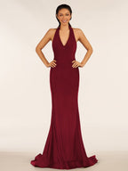 Simple Black Halter Backless Mermaid Long Evening Dress - Curvevia