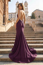 Simple Black Halter Backless Mermaid Long Evening Dress - Curvevia