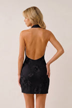 Halter Sheath Embroidered Tulle Homecoming Dress - Curvevia