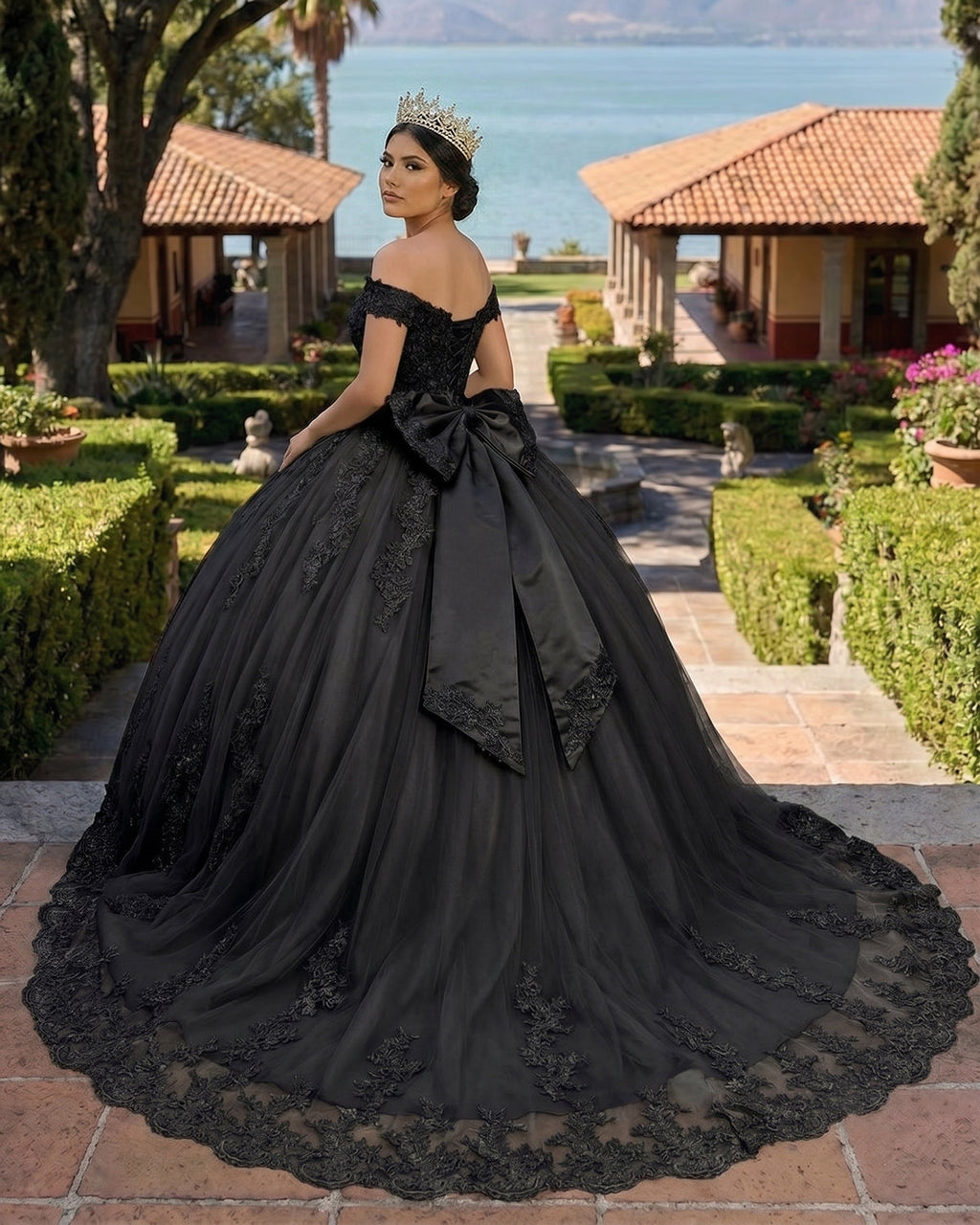 Lace Tulle Sage Applique Off Shoulder Quinceanera Dresses - Curvevia