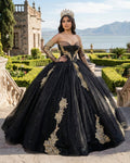 Black Long Sleeves Strapless Quinceanera Dresses with Appliques - Curvevia