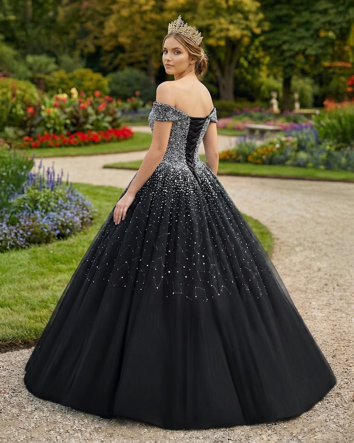 Emerald Green Off The Shoulder Tulle Quinceanera Dresses With Beadings - Curvevia