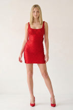 Black Scoop Neck Sheath Satin Beaded Homecoming Dress - Curvevia