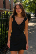 Yellow Scoop Neck Sheath Satin Ruffles Short Homecoming Dress - Curvevia