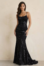 Sky Blue Spaghetti Straps Mermaid Tulle Long Prom Dresses With Appliques - Curvevia