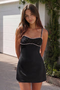 Sky Blue Spaghetti Straps Satin Sheath Homecoming Dress With Rhinestones - Curvevia