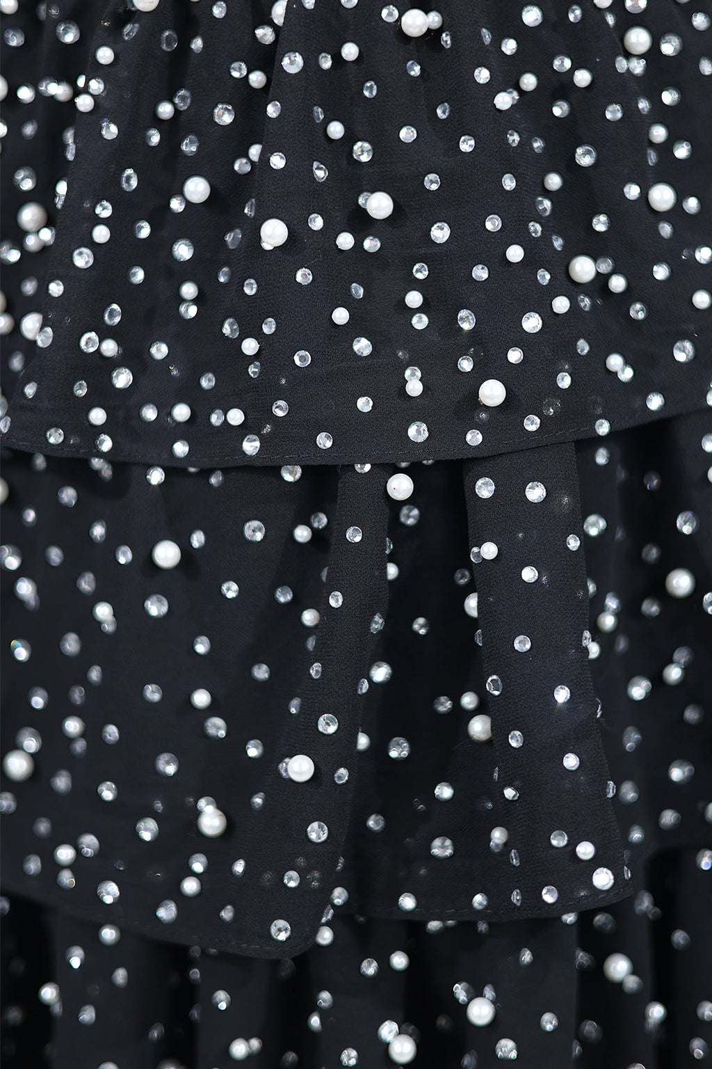 Black Sparkly Cut-Out Halter A-Line Chiffon Bow Homecoming Dress With Pearl - Curvevia