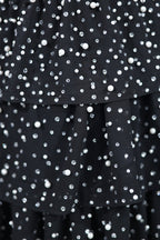 Black Sparkly Cut-Out Halter A-Line Chiffon Bow Homecoming Dress With Pearl - Curvevia