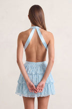 Black Sparkly Cut-Out Halter A-Line Chiffon Bow Homecoming Dress With Pearl - Curvevia