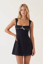 Black Square Neck A-Line Satin Homecoming Dress With Lace-Up Back - Curvevia