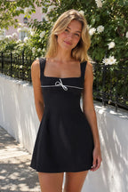 Black Square Neck A-Line Satin Homecoming Dress With Lace-Up Back - Curvevia