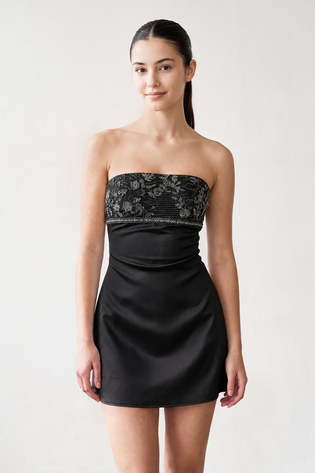 Aqua Strapless Appliqued Satin Sheath Homecoming Dress - Curvevia