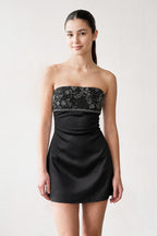 Aqua Strapless Appliqued Satin Sheath Homecoming Dress - Curvevia
