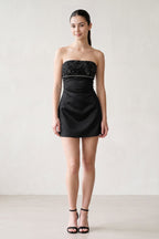 Aqua Strapless Appliqued Satin Sheath Homecoming Dress - Curvevia