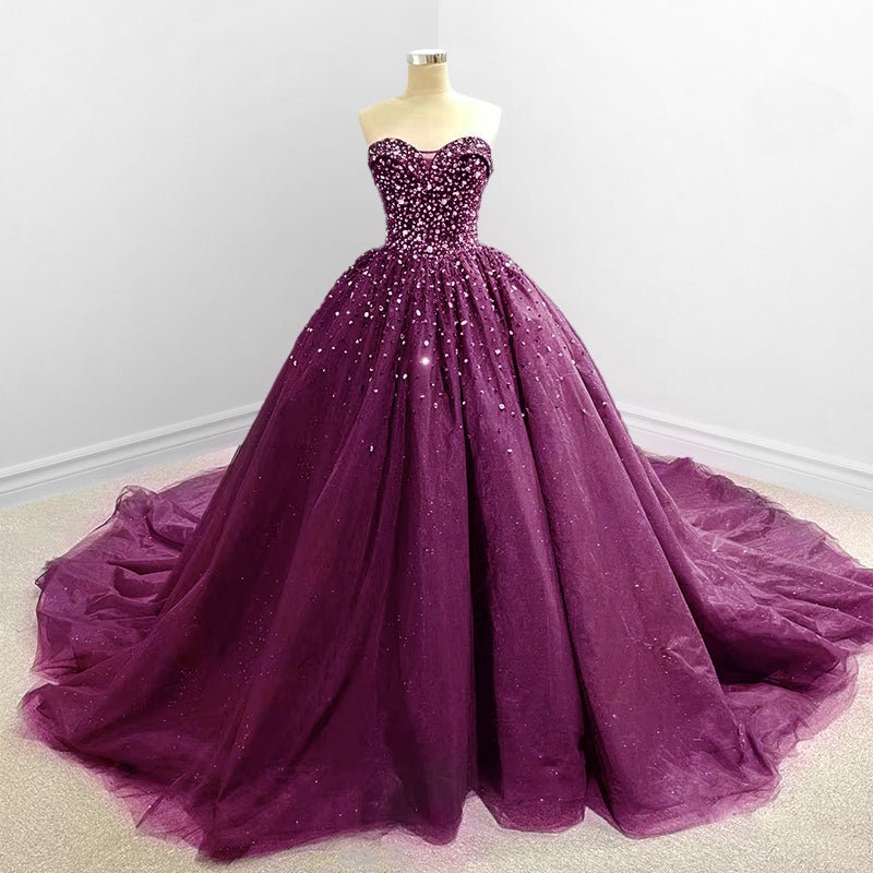 Black Sweetheart Tulle Quinceanera Dresses With Beadings - Curvevia