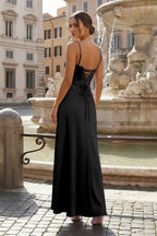 Lavender Straps A-line Long Wedding Guest Dress - Curvevia