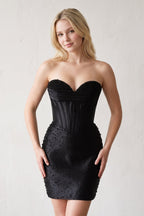 Yellow Sweetheart Sheath Satin Corset Homecoming Dress With Pearl - Curvevia