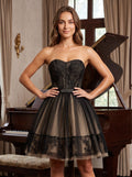 Black Tulle A-Line Sweetheart Lace-up Short Dress with Puffy Skirt - Curvevia