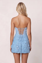 Pink 3D Flower Sequin Sweetheart Sheath Homecoming Dress - Curvevia