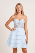 A-Line Strapless Tiered Corset Short Homecoming Dress with Appliques - Curvevia