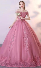 Royal Blue Lace Off the Shoulder Quinceanera Dresses with Flowers - Curvevia