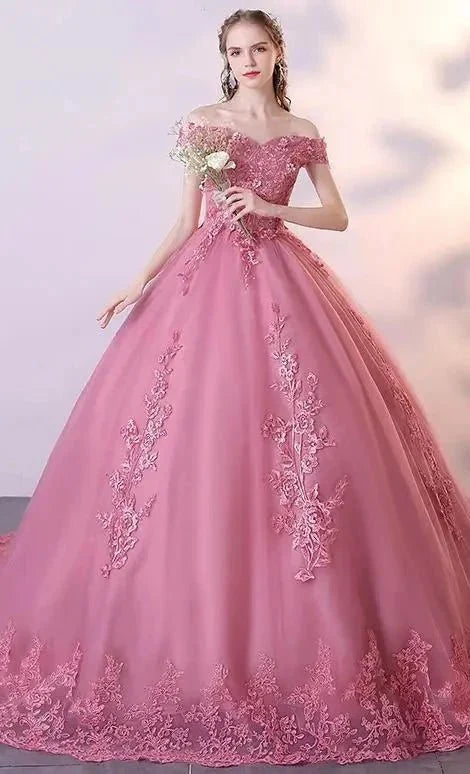 Royal Blue Lace Off the Shoulder Quinceanera Dresses with Flowers - Curvevia
