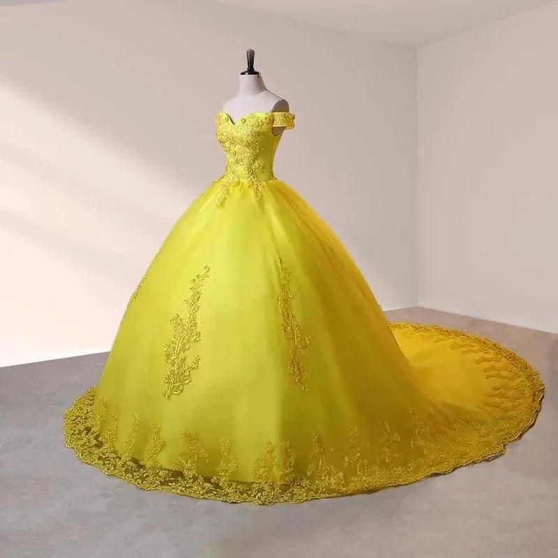 Royal Blue Lace Off the Shoulder Quinceanera Dresses with Flowers - Curvevia