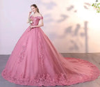 Royal Blue Lace Off the Shoulder Quinceanera Dresses with Flowers - Curvevia