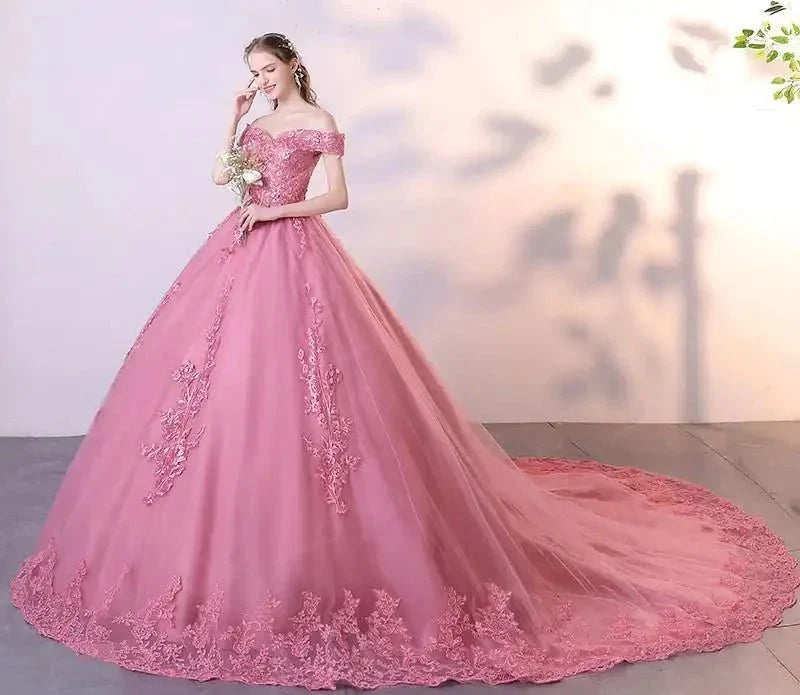 Royal Blue Lace Off the Shoulder Quinceanera Dresses with Flowers - Curvevia