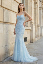 Mermaid Spaghetti Straps Lace Evening Dress - Curvevia