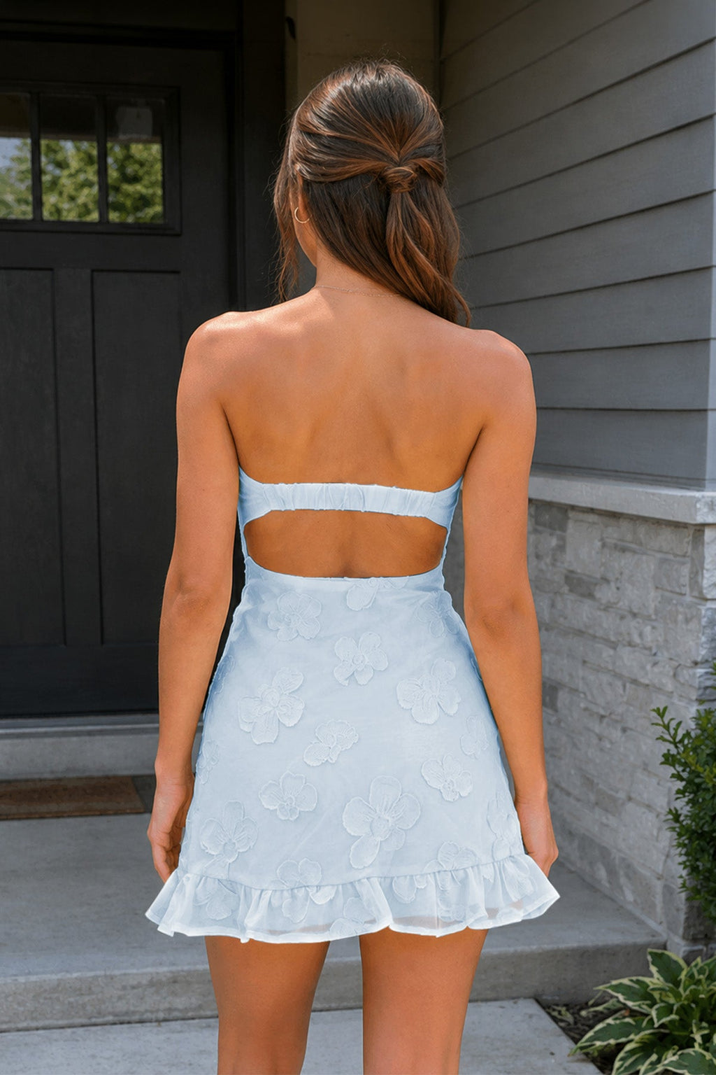 Yellow Sweetheart Embroidered Tulle Ruffled A-Line Homecoming Dress - Curvevia