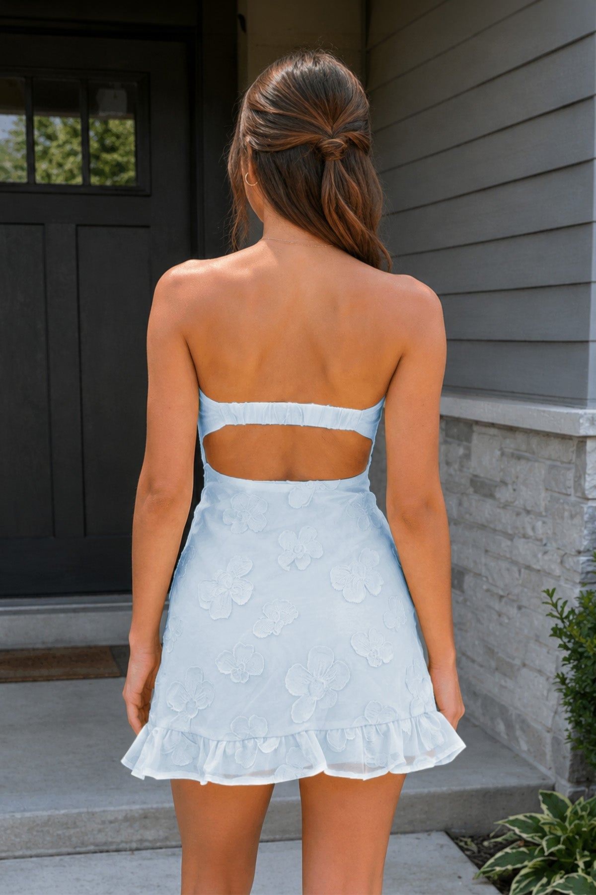 Yellow Sweetheart Embroidered Tulle Ruffled A-Line Homecoming Dress - Curvevia