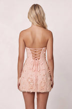 Pink 3D Flower Sequin Sweetheart Sheath Homecoming Dress - Curvevia