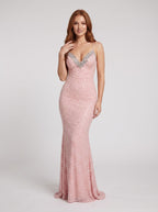 Blush Pink Sequins Mermaid Sweetheart Backless Floor-Length Dress with Intricate Beadwork - Curvevia