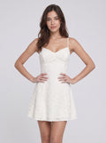 Ivory Lace A-Line Sweetheart Lace-up Short Dress with Glitter - Curvevia