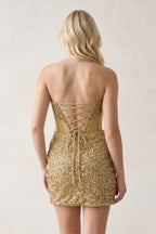 Bodycon Strapless Corset Beaded Mini Homecoming Dresses - Curvevia