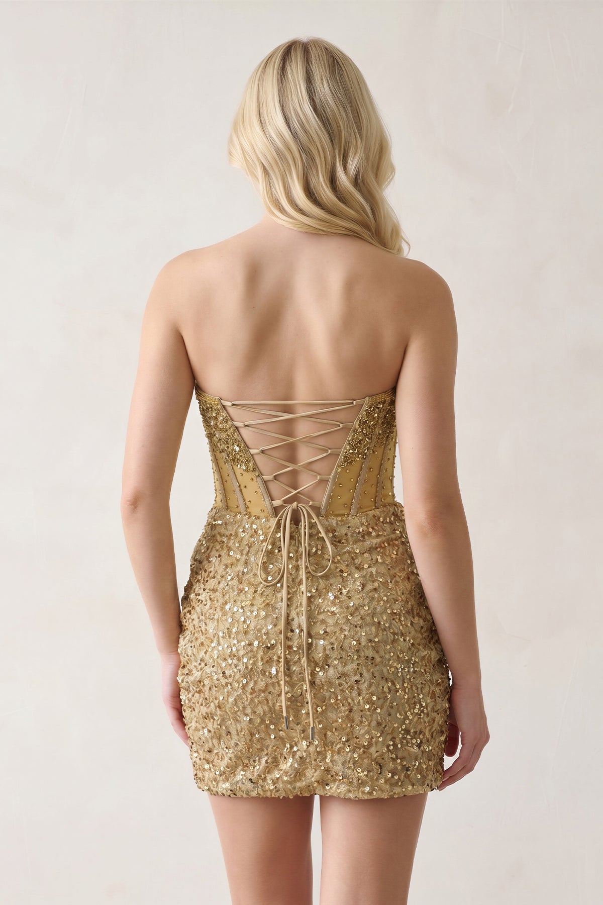 Bodycon Strapless Corset Beaded Mini Homecoming Dresses - Curvevia