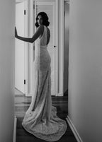 Bohemian Lace wedding Dresses Mermaid V-Neck Backless Bridal Gowns - Curvevia