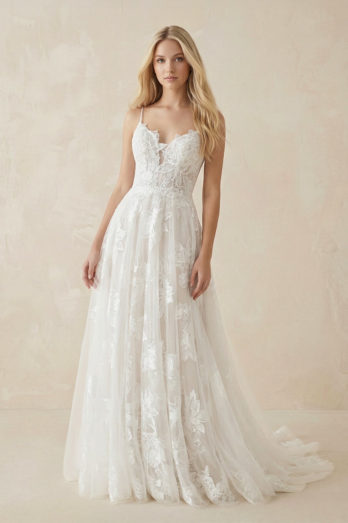 Boho White A-Line Lace Appliques Wedding Dress - Curvevia