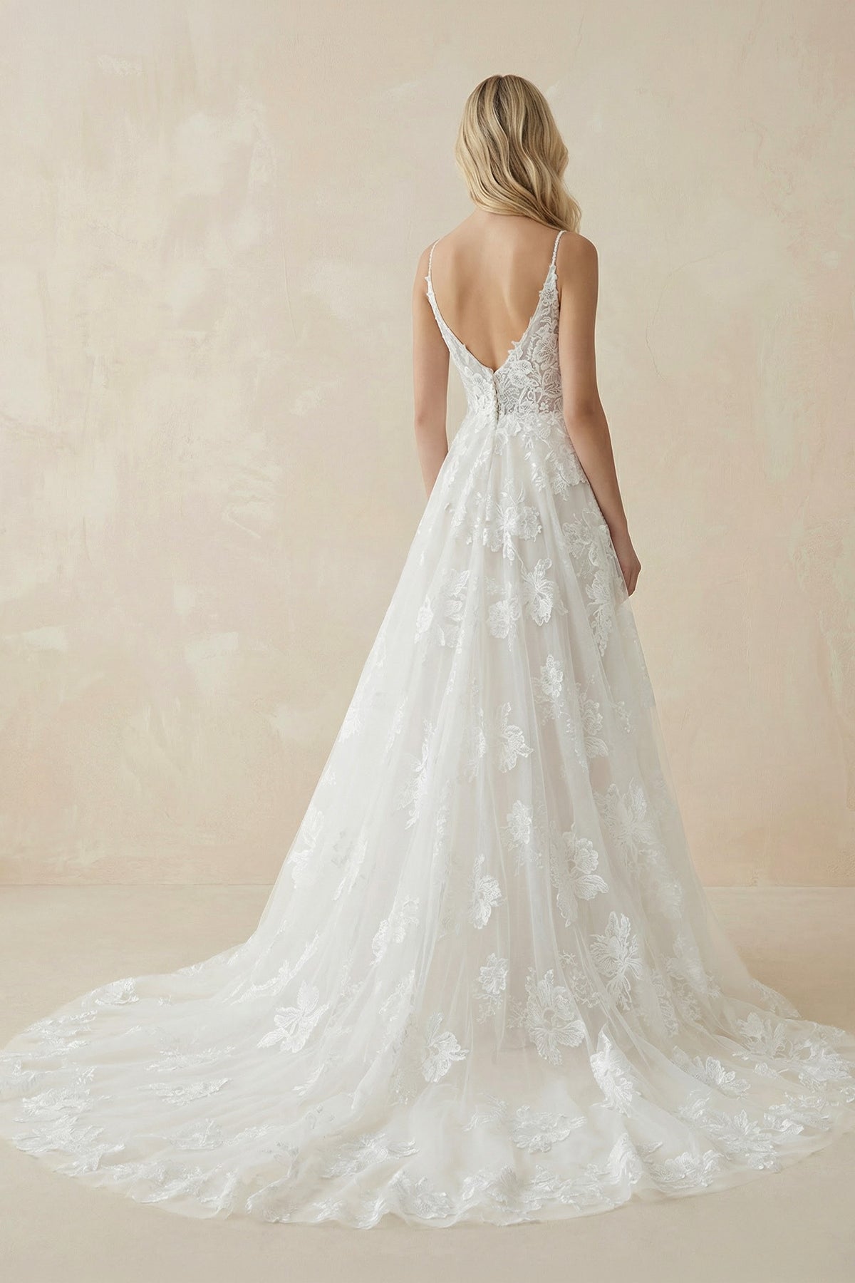 Boho White A-Line Lace Appliques Wedding Dress - Curvevia