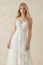 Boho White A-Line Lace Appliques Wedding Dress - Curvevia
