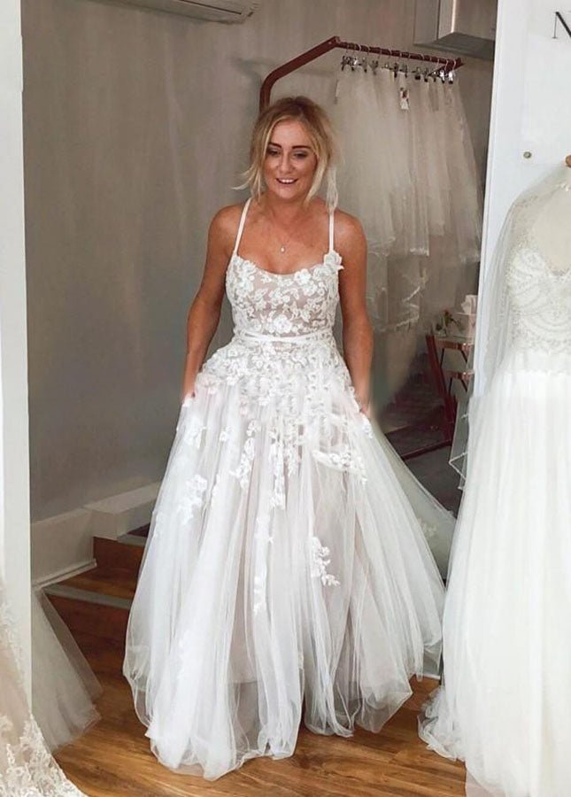 Boho Lace Wedding Dresses A Line Princess - Curvevia