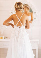 Boho Lace Wedding Dresses A Line Princess - Curvevia