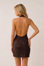 Halter Sheath Embroidered Tulle Homecoming Dress - Curvevia
