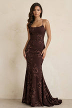 Sky Blue Spaghetti Straps Mermaid Tulle Long Prom Dresses With Appliques - Curvevia