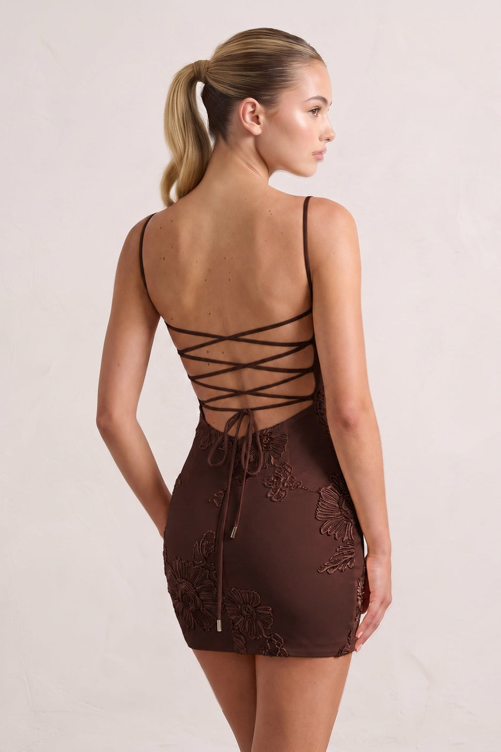 Burgundy Spaghetti Straps Sheath Homecoming Dress With Floral Embroidery - Curvevia
